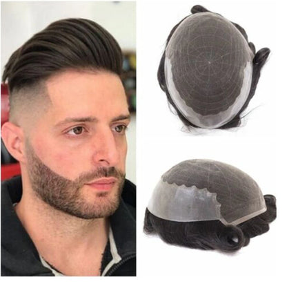 Q6 Lace Toupee Men Europe Human Hair Male Wig Swiss Lace Front Men Hair Replacement System Unit Man Wig Natural Hair Prosthesis