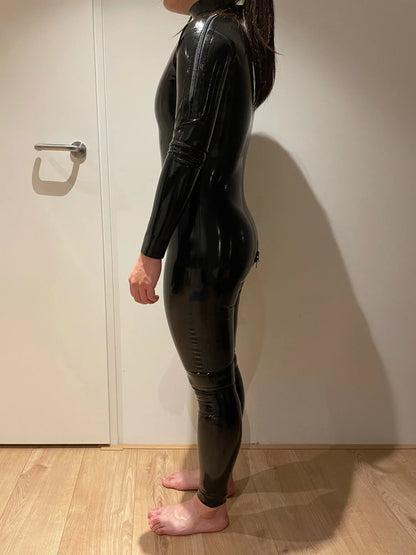 Sexy Coverall Bodysuit Adult Latex Rubber Catsuit For Men and Women Unisex Suit with Double Shoulder and Crotch Zipper
