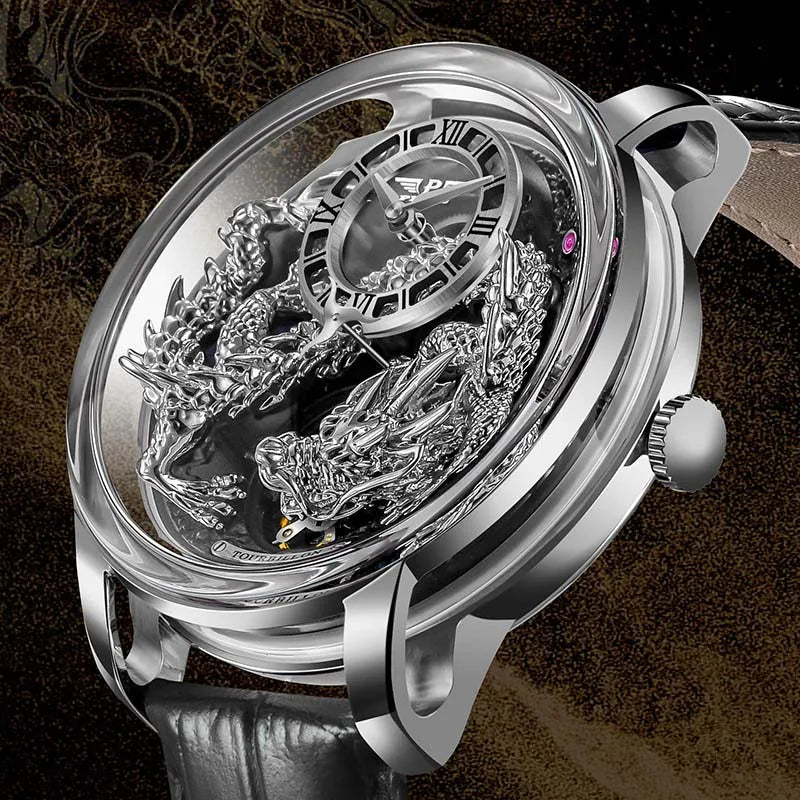 PINDU Designs Original New Men's Mechanical Watchew Dragon Series M2797B Automatic Movement Leather Sapphire Men Wristwatches