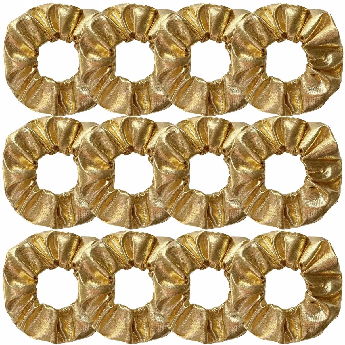 Wholesale 12pcs Metallic Color Scrunchies For Women Gold Silver Black Color Laser Effective Scrunches Set Girls Hair Rope Pack