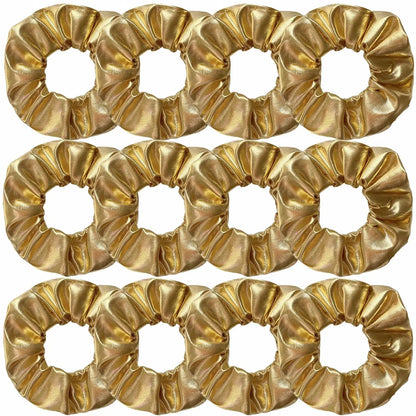 Wholesale 12pcs Metallic Color Scrunchies For Women Gold Silver Black Color Laser Effective Scrunches Set Girls Hair Rope Pack