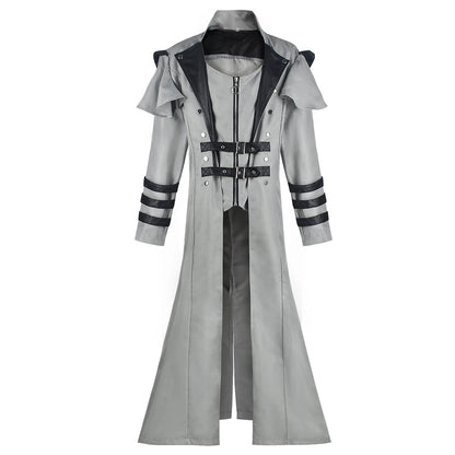 Vintage Medieval Long Trench Coat Gothic Double Breasted Jacket Men's Steampunk Overcoat Victorian Cosplay Tailcoat