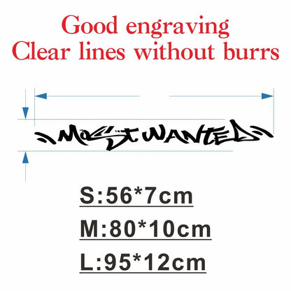 Graffiti Most Wanted Car Sticker Decal Front Rear Windshield Banner Bumper Auto Vehicle Vinyl Decor
