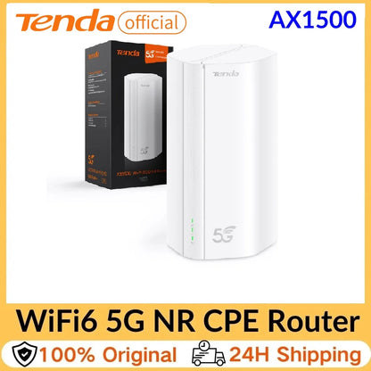 Unlocked Tenda AX1500 Wi-Fi 6 5G NR Router CPE 5G 4G LTE Router with SIM Slot 2.4/5Ghz Dual-Mode NSA/SA Wireless Modem for Home