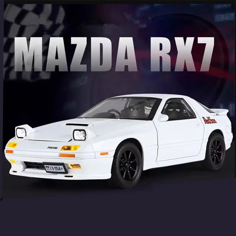 1:24 Mazda RX7 Alloy Sports Car Model Diecasts Metal Toy Racing Vehicles Car Model Simulation Sound and Light Childrens Toy Gift