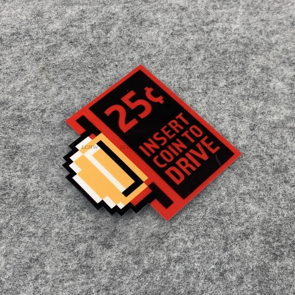 2x Game Insert Coin 25C to Drive CAR Stickers Funny Window Tail Motorbike Helmet Bicycle Decal