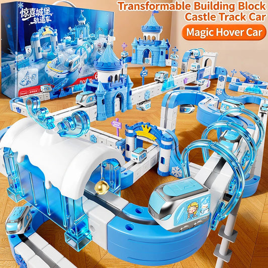 Snow and Ice Transforming Magnetic Cube Track Railcar Building Blocks Electric Anti-Gravity High-Speed Train DIY Vehicle Trackt