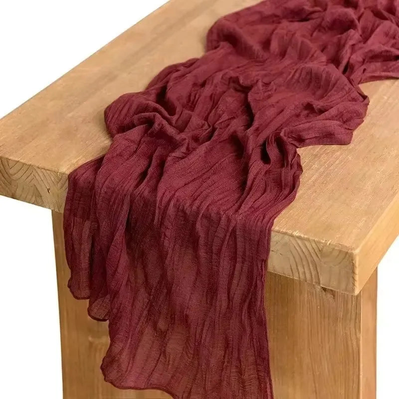 1PCS/6PCS 90*300CM Light Pink Cheesecloth Table Runner Boho Gauze Fabric Rustic Sheer Table Runners For Wedding Bridal Shower