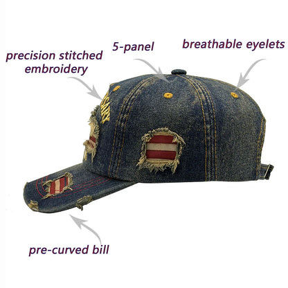 ABLECAP 250th Anniversary Baseball Cap Distressed Washed Vintage Hat Adjustable Embroidered Patch Hat Patriotic Cap