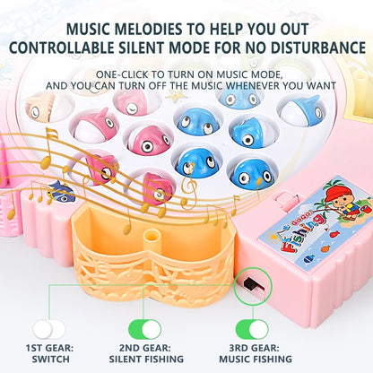 Magnetic Rotating Fishing Game Plate - Fishing Toy with Music to Develop Hand-Eye Coordination for kids Christmas Birthday Gifts