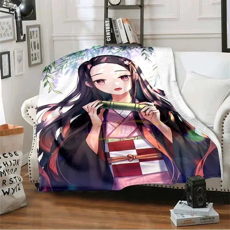 Demon Slayer Anime Flannel Blanket 2026 All Season Double-sided Printed Throw, Soft Warm Fashion Nap Blanket for Home