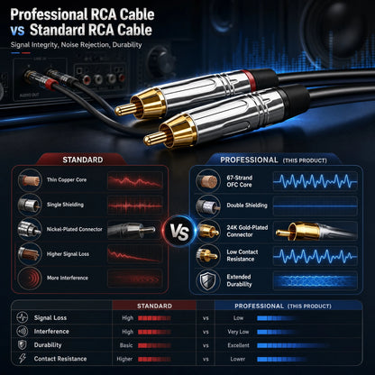 2RCA To 2RCA  Audio Cable 3M 5M 10M 20M 30M HIFI RCA High Fidelity Interconnect Cord for TV DVD DAC Amplifier
