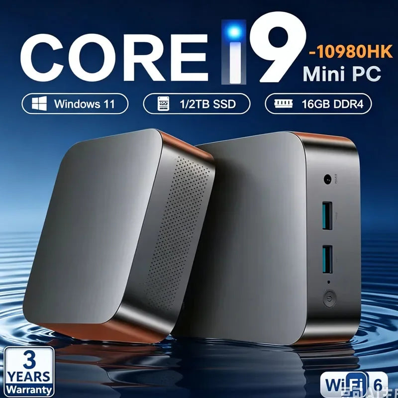 2026 Mini PC Core I9 10980HK Windows 11 Pro Desktop Pc Gaming Computer 16GB 32GB RAM 1/2TB SSD WiFi6 BT5.2 4K HD Gaming Mini PC