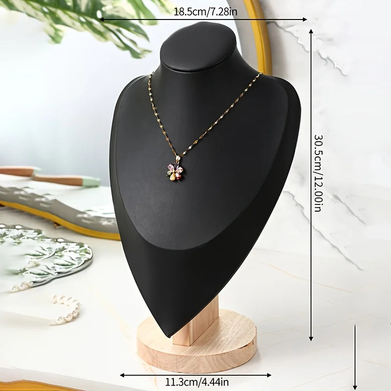 Multicolor Solid Wood Neck Bust Jewelry Display Stand, Necklace & Pendant Holder Organizer, Wooden Mannequin Display Rack for Je