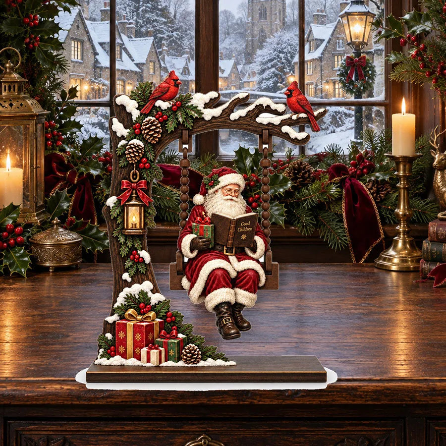 Wooden Christmas Decoration Ornaments, Fun Swing-Themed Christmas Crafts, Suitable for Tabletop Centerpieces, Holiday Party Decorations, Home Office Desktop Bookshelf Decorations