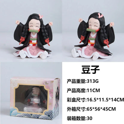 11cm Anime Demon Slayer Kamado Nezuko Figures Sitting Posture Model Toy Desktop Ornament Display Collectible Periphery Fun Gifts