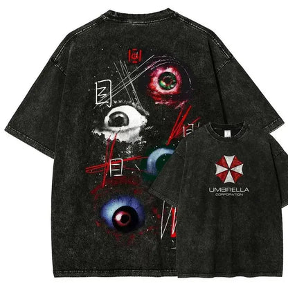 Game Resident Evil Karl Heisenberg Printed Tshirt Men Women Street Cotton T-shirts Oversized Retro T Shirt Harajuku Washed Tees
