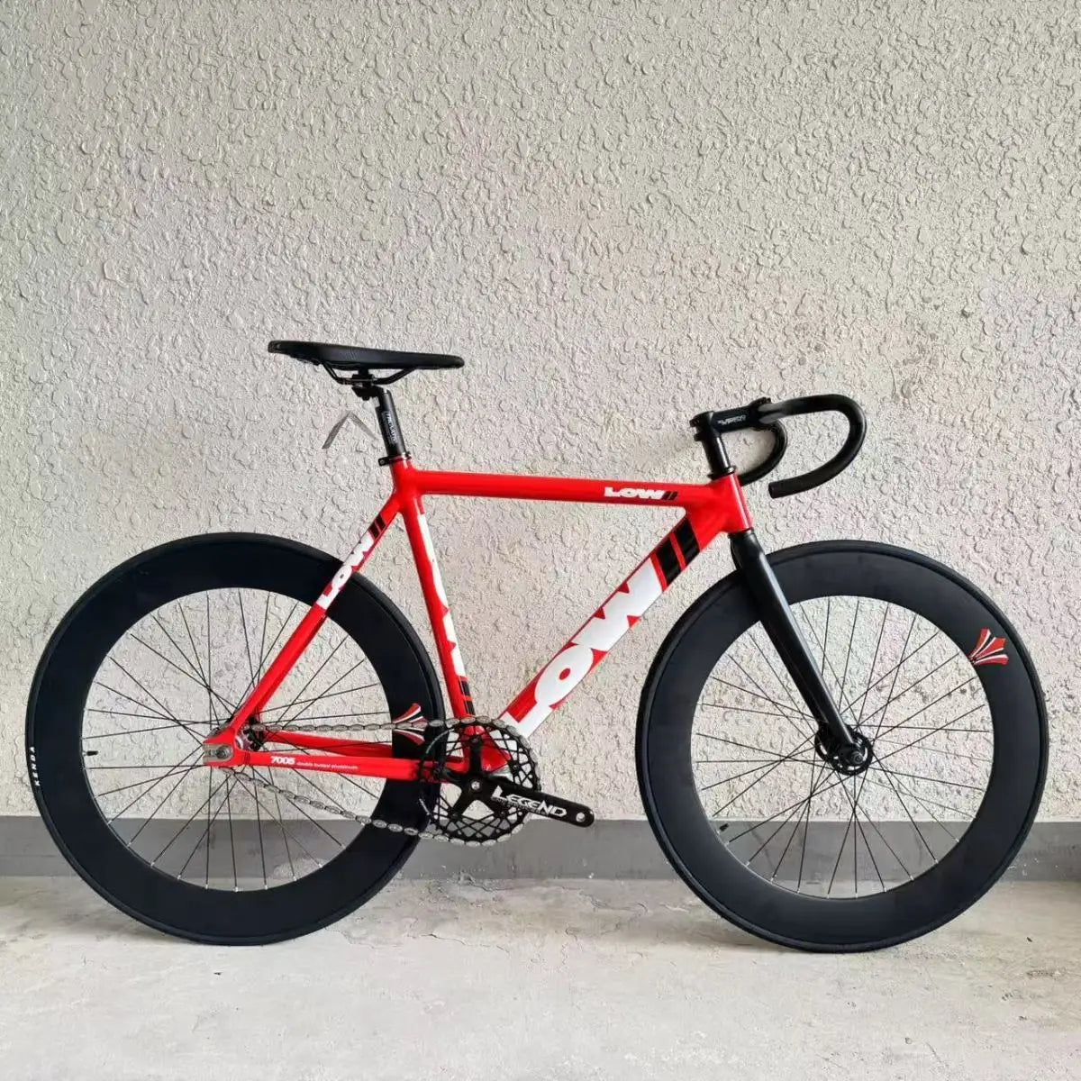 LOW Fixie Bicycle Aluminum Alloy Frame And Front Fork Fixie Bike Fixed Gear Bike 49T Spider Chianwheel 70mm Aluminum Alloy Rim