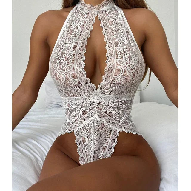 Hot Sexy Lingerie Floral See Through Teddy Bear Sexy Sex Costumes Women's Sexy Lingerie Lace Onesie Exotic Pajamas Erotic Mesh