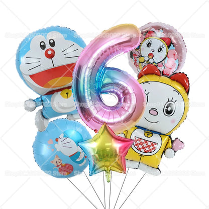 Doraemons Number 1-10 Balloons Girls Boys Birthday Decorations Baby Shower Gender Reveal Balloon Party Supplies Kids Toys Gift