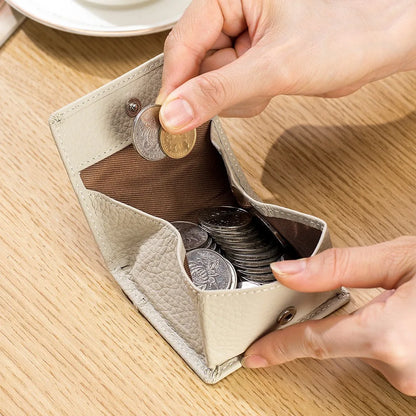 1 Pcs Genuine Leather Coin Purse Makaron Change Holder Mini Pocket Pouch Wallet for Men Women Compact Snap Closure Coin Case