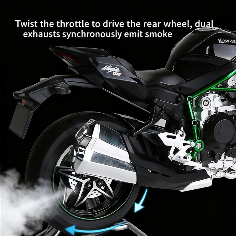 Key Start 1:9 H2 H2R Alloy Sports Motorcycle Model Diecast Track Racing Motorcycle Model With Spray Sound and Light Kid Toy Gift