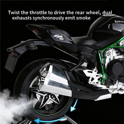 Key Start 1:9 H2 H2R Alloy Sports Motorcycle Model Diecast Track Racing Motorcycle Model With Spray Sound and Light Kid Toy Gift