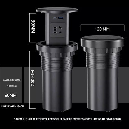 Hydraulic Lifting Socket Automatic Pop  Up Wireless Charge Universal/US/UK/TL Plug Adapter Hidden Four Sided Socket Power Supply