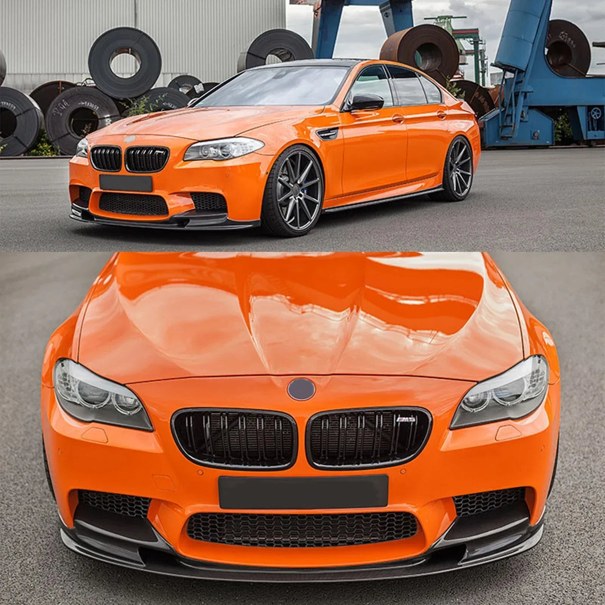 Front Bumper Lip Spoiler Splitter Lower Air Vent Corner Side Splitter Cover For BMW F10 M5 2012-2016 Carbon Look Glossy Black