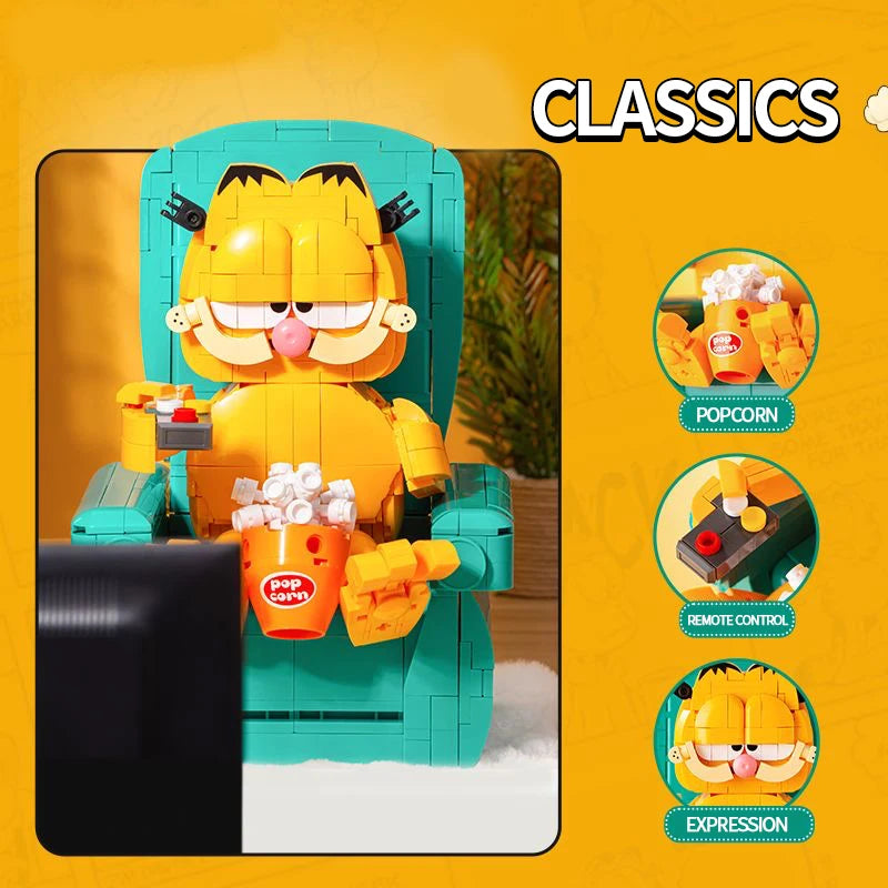 Garfield Cat Sofa Building Blocks Sitting Garfield Character Model Bricks Educational DIY Toys Desktop Decoration Holiday Gifts