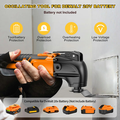 Nananuu Cordless Oscillating Multi Tool 6 Gears Electric Saw Trimmer With Trimmer Shovel Cutting Woodworking Tool (NO Battery)