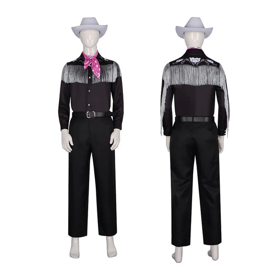 KEN Cosplay Costume with Hat Cowboy With Scarf Western Long Sleeve Fringe Shirt Halloween Cosplay For Mens B
