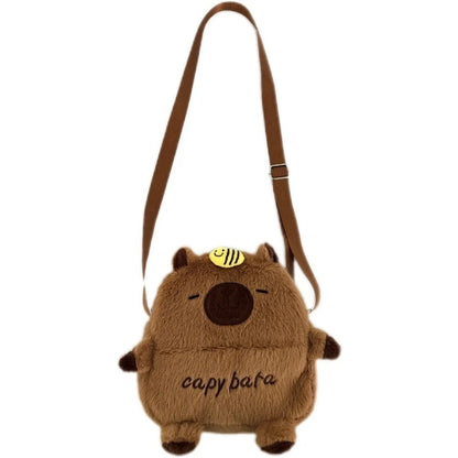 New Cartoon Capybara Crossbody Phone Bag Large Capacity Shoulder Bag Zipper with Adjustable Strap Kids Storage Bag