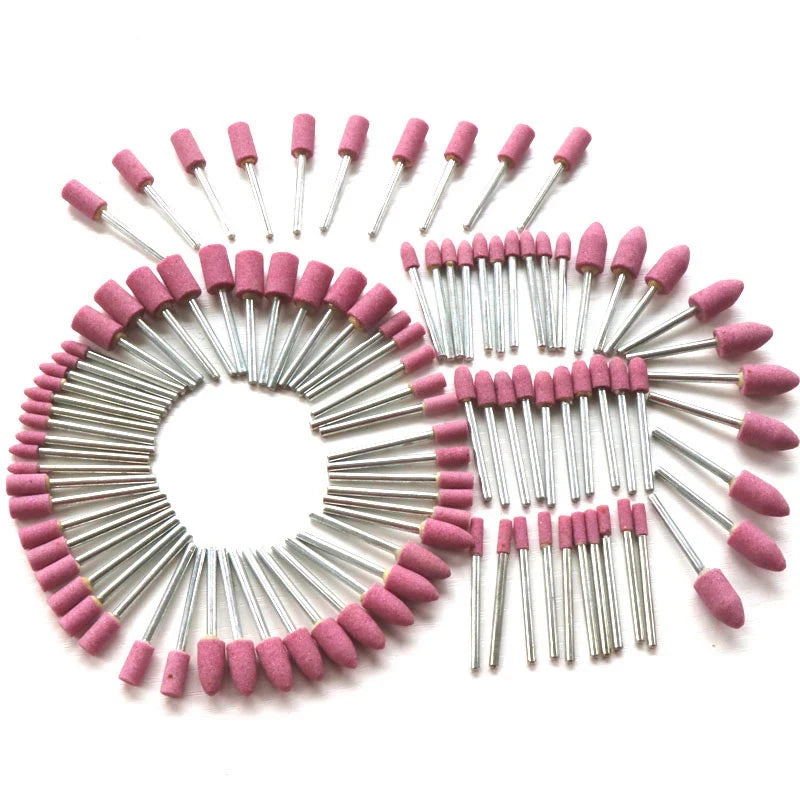 100PCS/Box Abrasive Stone Polishing Grinding Head Electric Drill Bit Wheel 4-10mm For Dremel Drill Rotary Tools 3mm Shank