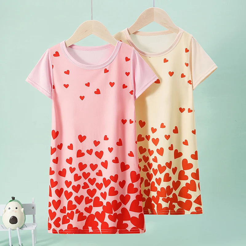 2/1 Pack Summer Girl Sweet and Lovely Princess Wind Dress Loose Plus Mermaid and Knee Skirt Comfortable Student Home Skirt