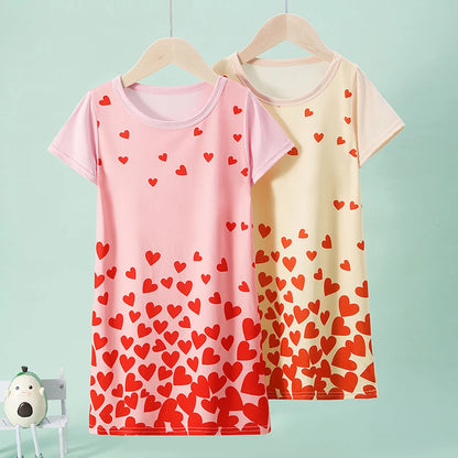 2/1 Pack Summer Girl Sweet and Lovely Princess Wind Dress Loose Plus Mermaid and Knee Skirt Comfortable Student Home Skirt