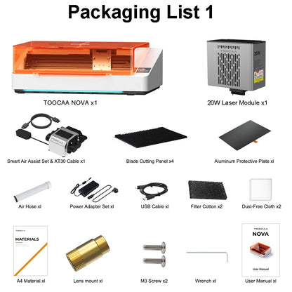 TOOCAA NOVA 20W Beginner-Friendly Laser Engraver With Smart Air Assist & Camera Enclosed Desktop Laser Cutter Machine Auto Focus