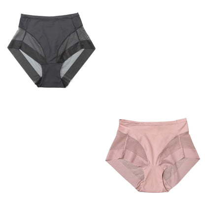 2Pcs/Set Women High Rise Briefs Panties Tummy Control Underwear Hip Shaping Sheer Mesh Panel Shapewear Sexy Lingerie S-3XL