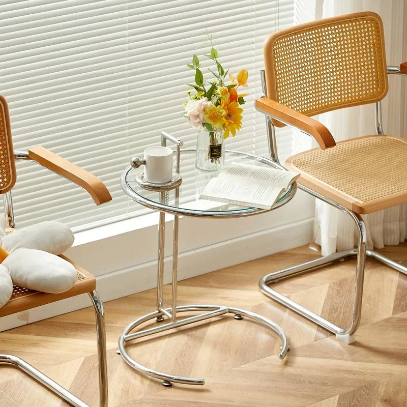 Transparent Glass Table Creative Lift Coffee Table Simple Sofa Table Nordic C-shaped Tables Geometric Round Tables