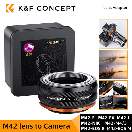 K&F CONCEPT Camera Lens Adapter for M42 Mount Lens to Sony E NEX Canon EF EOS R EOS M Nikon F Z Fujifilm FX M4/3 Leica SR Camera