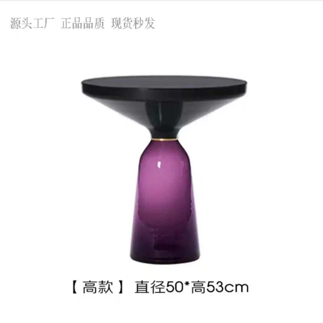 Modern Light Luxury Glass Coffee Table Creative Living Room Balcony Colorful High-end Table on The New Nordic High-end