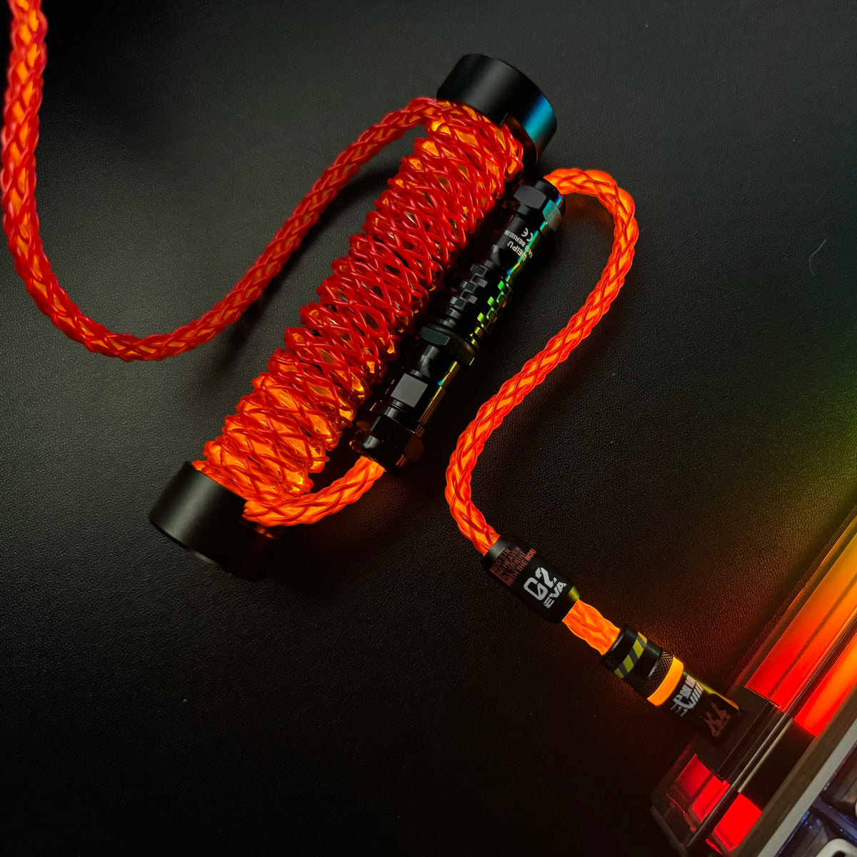 Red Orange Theme 8K RGB Aviation Cable with Counterweight Rod 1.5M Customized Magnetic Axis Keyboard Cable High End Data Cables
