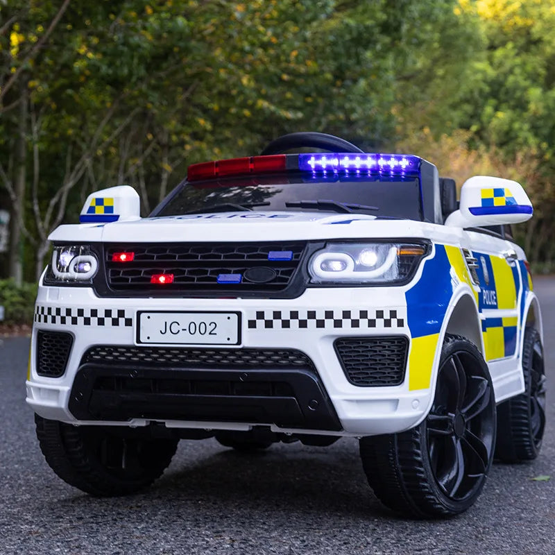12V Load 30KG Big Size With Remote Control Children's Electric Four-wheel Rechargable Double Drive Toy Battery Police Music Car