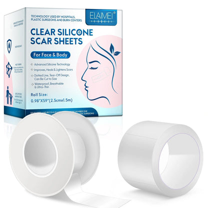1 Roll Invisible Silicone Scar Sheets , 2.5cm X 150cm Self-Adhesive Scar Cover Tape Skin Care Strips , Transparent Color