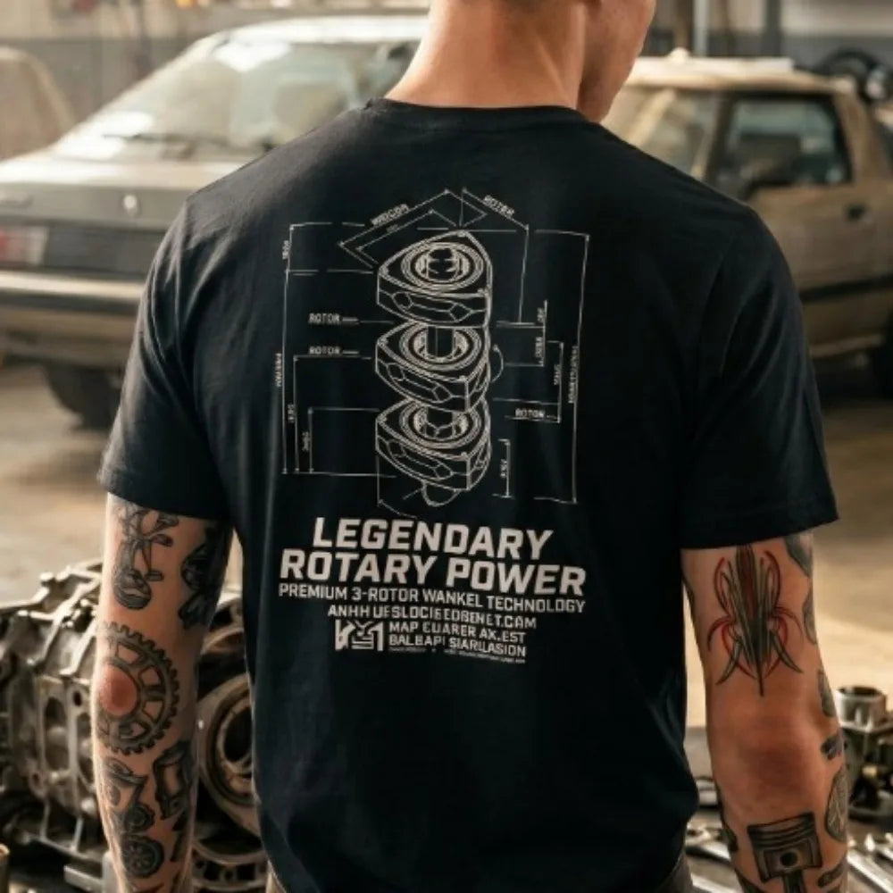 Legendary 3-Rotor Wankel Technology Shirt JDM Rotary Power Blueprint Tee RX7 Enthusiast Gift Japanese Engineering Clothes