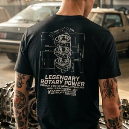 Legendary 3-Rotor Wankel Technology Shirt JDM Rotary Power Blueprint Tee RX7 Enthusiast Gift Japanese Engineering Clothes