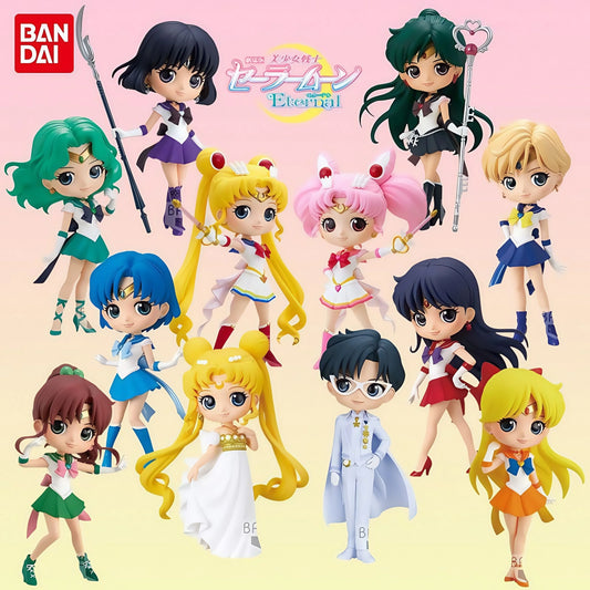 Original Bandai Figuarts Qposket Toys Sailor Moon Cosmos Tsukino Usagi Eternal Sailor Moon Anime Action Figures Model Gifts
