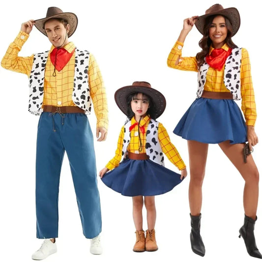 Halloween Couple Family Cosplay Idea Costume Woody Jessie  Outfits Movie Stage Carnival Party Full Set for Adults Men Women