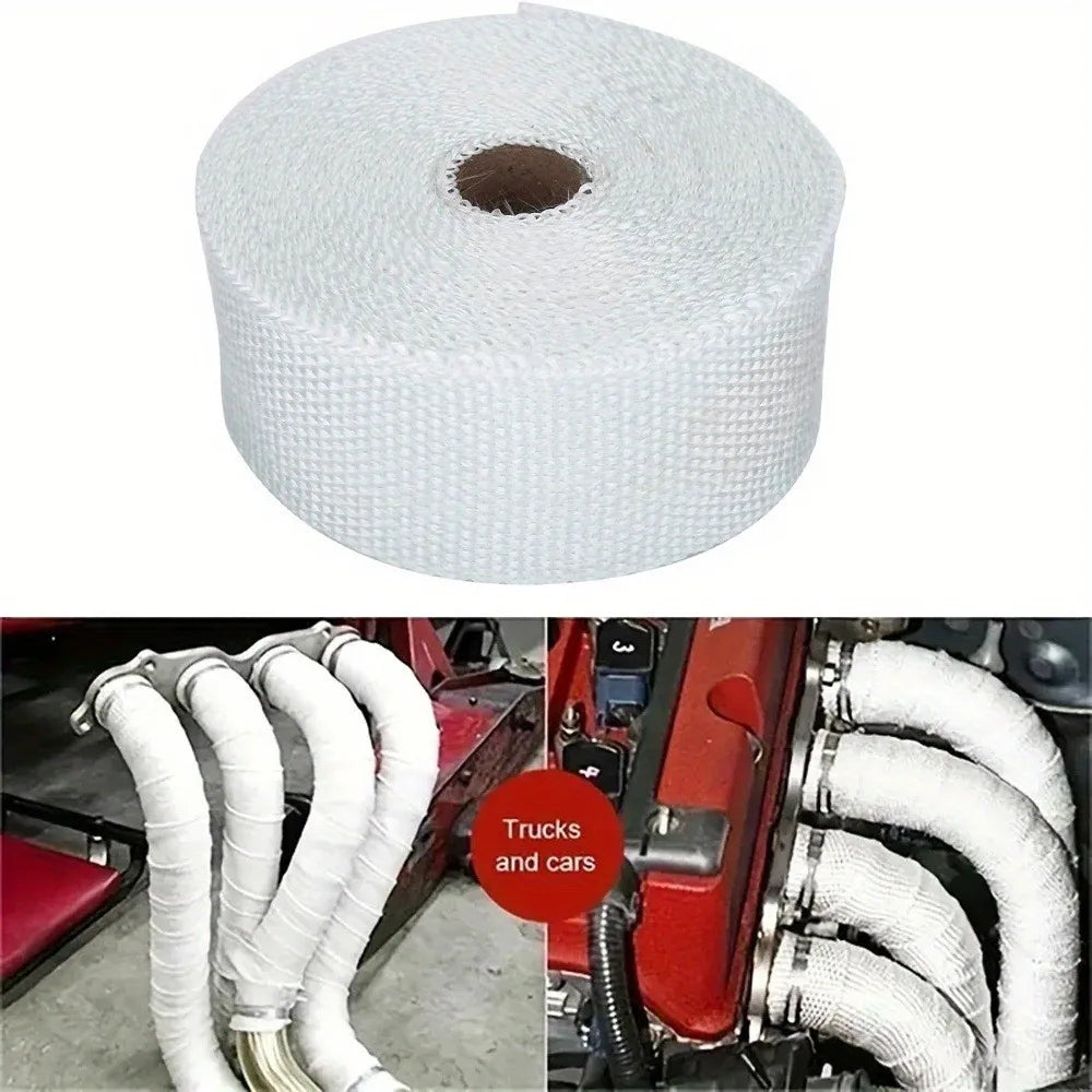 5m X 5cm High Temp Fiberglass Exhaust Heat Wrap Insulation Tape for Car & Motorcycle Exhaust Pipe