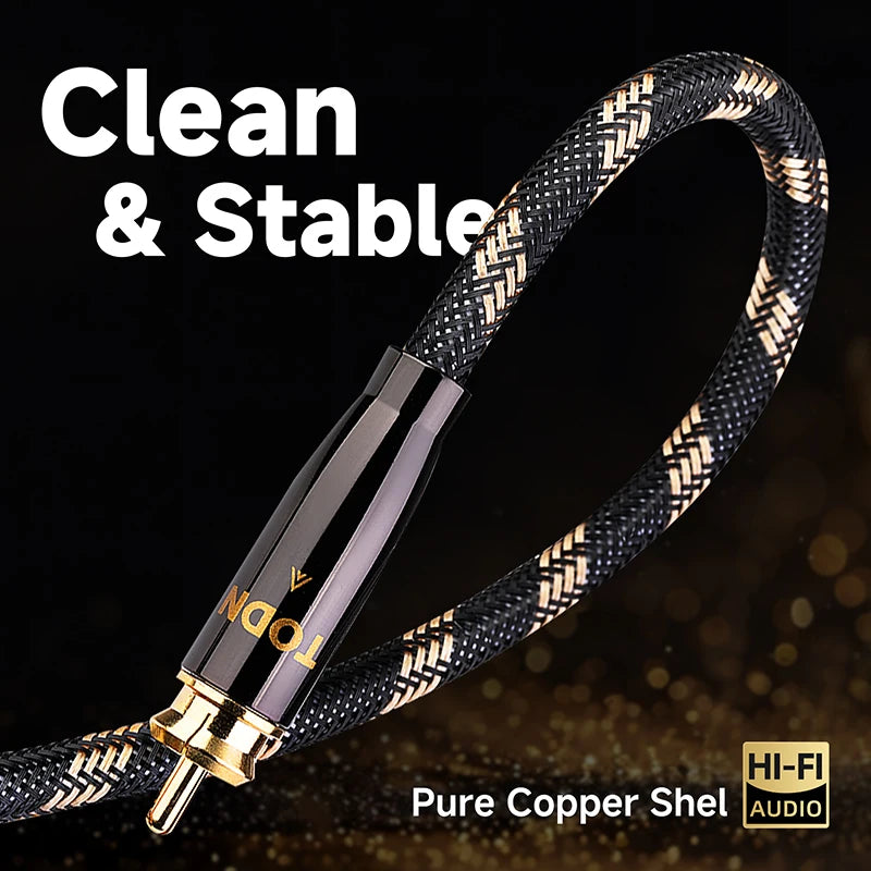 TODN Digital Audio Coaxial Cable 75Ω 7N OCC high end Rca to Rca Male Stereo Cable Speaker Hifi Subwoofer Cable sub cable